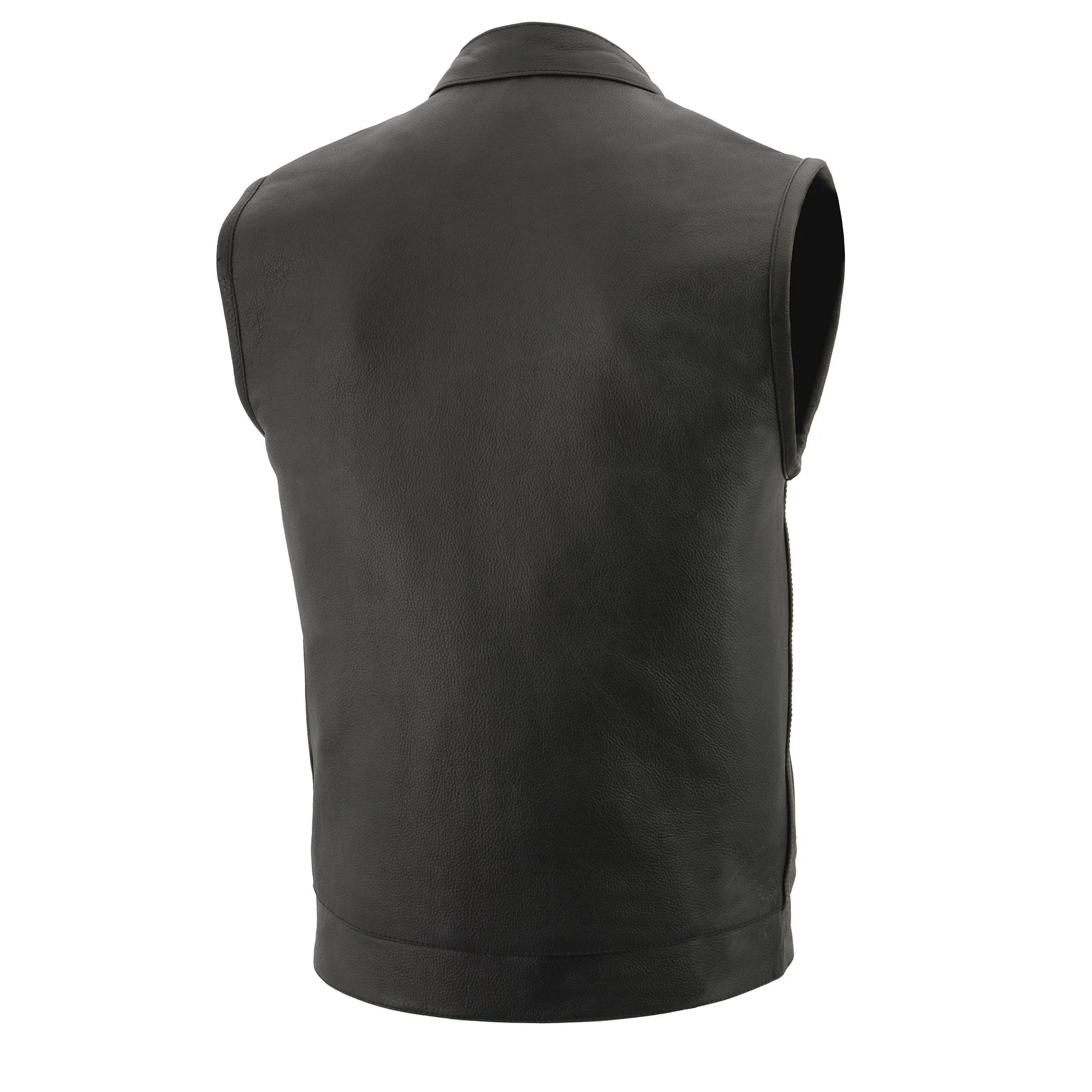 Milwaukee Leather LKM3713 Men's Black Leather Club Style Motorcycle Rider Vest W/ Dual Closure Zipper and Snaps - Image 2