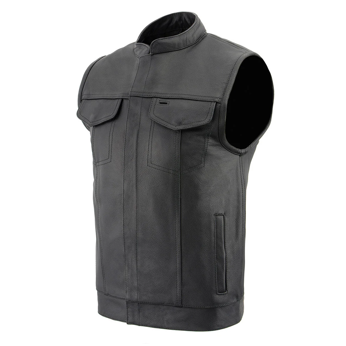 Milwaukee Leather LKM3713 Men's Black Leather Club Style Motorcycle Rider Vest W/ Dual Closure Zipper and Snaps - Image 21