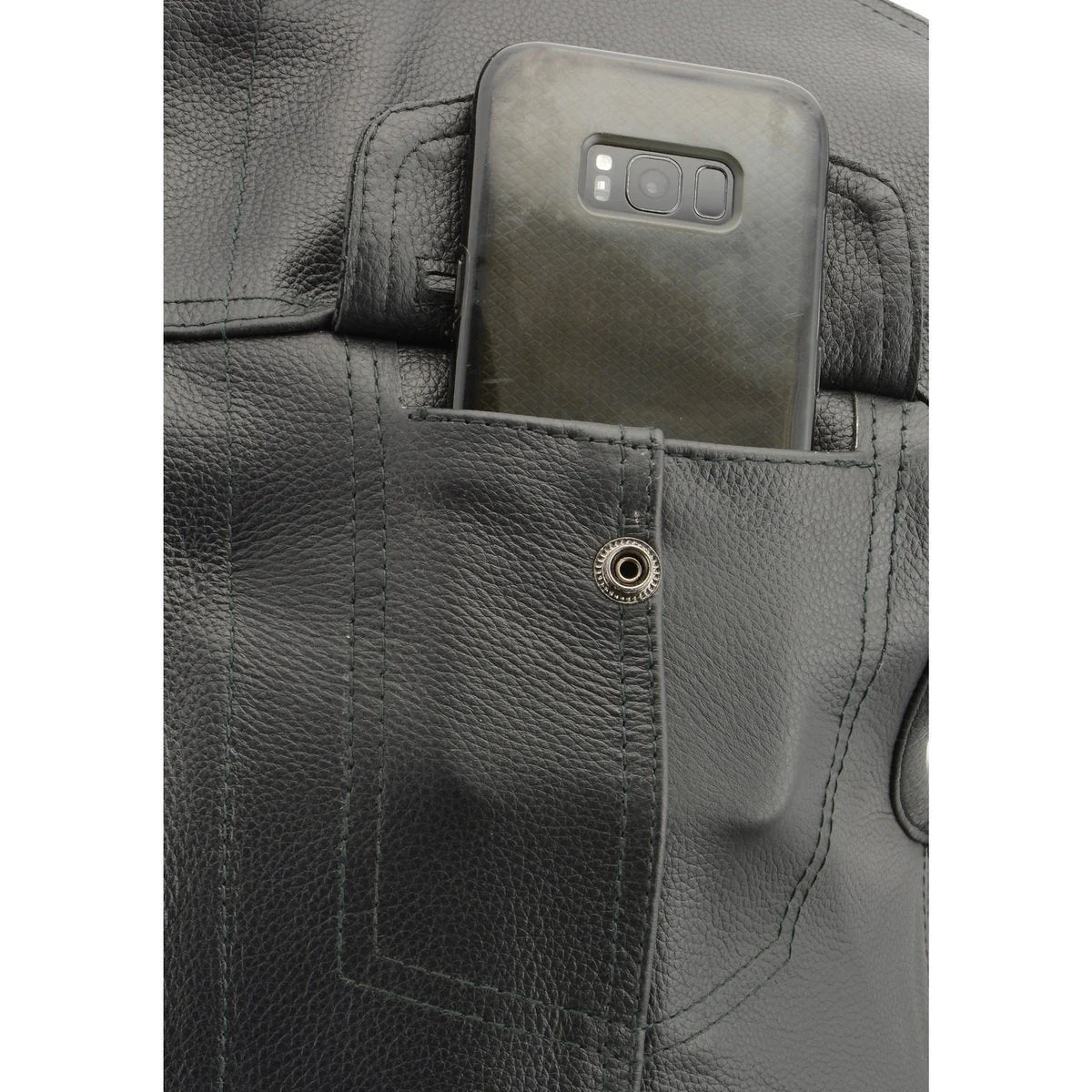 Milwaukee Leather LKM3713 Men's Black Leather Club Style Motorcycle Rider Vest W/ Dual Closure Zipper and Snaps - Image 7