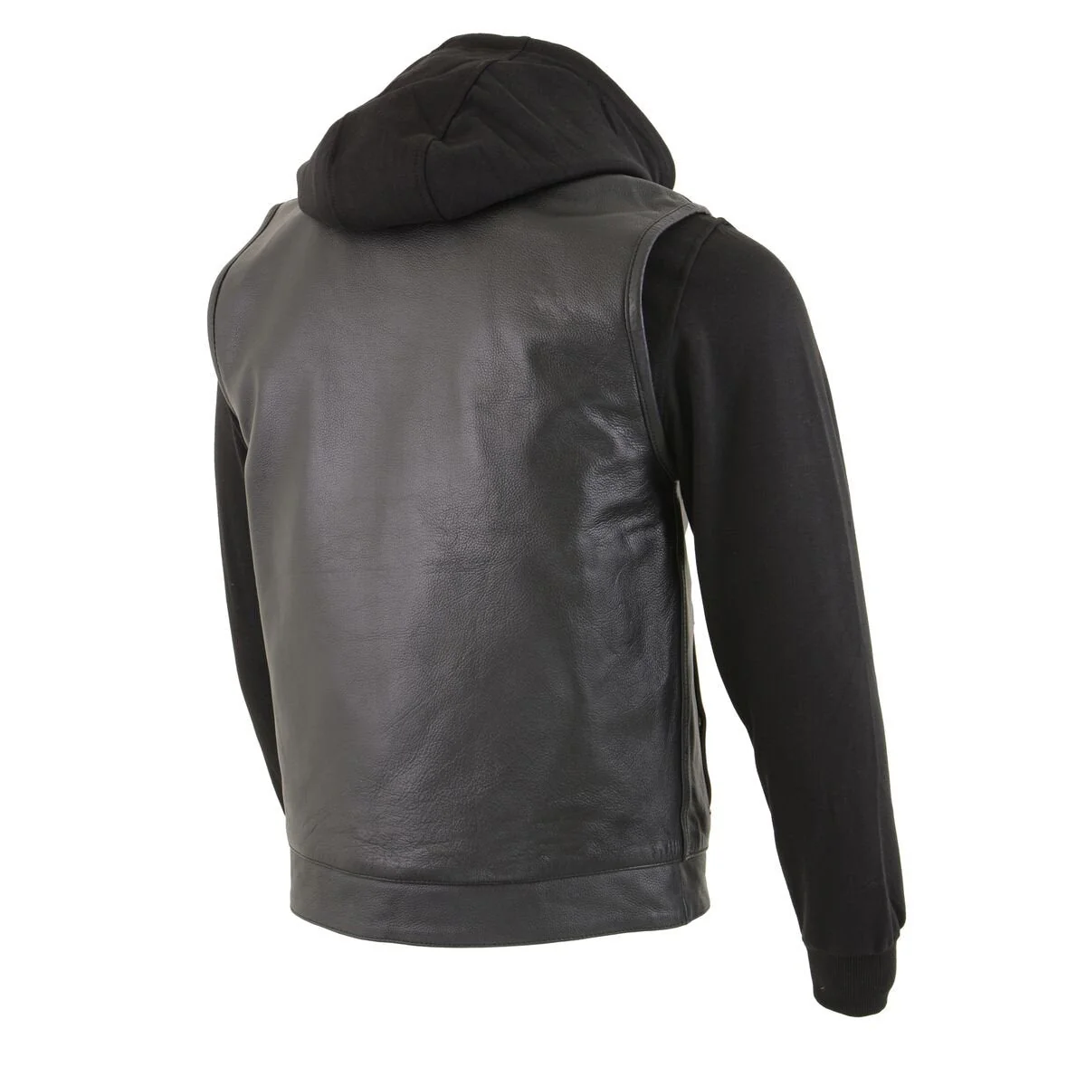Milwaukee Leather LKM3714 Men's Black Club Style '2 in 1' Zipper Vest with Full Sleeve Hoodie and Quick Draw Pocket - Image 10
