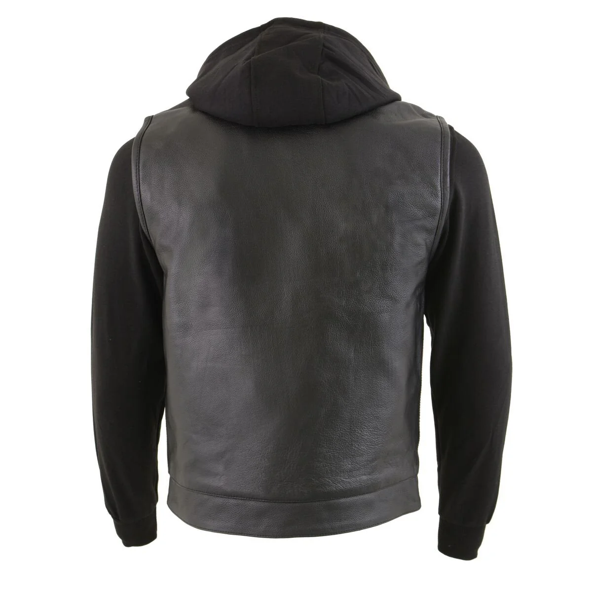 Milwaukee Leather LKM3714 Men's Black Club Style '2 in 1' Zipper Vest with Full Sleeve Hoodie and Quick Draw Pocket - Image 2