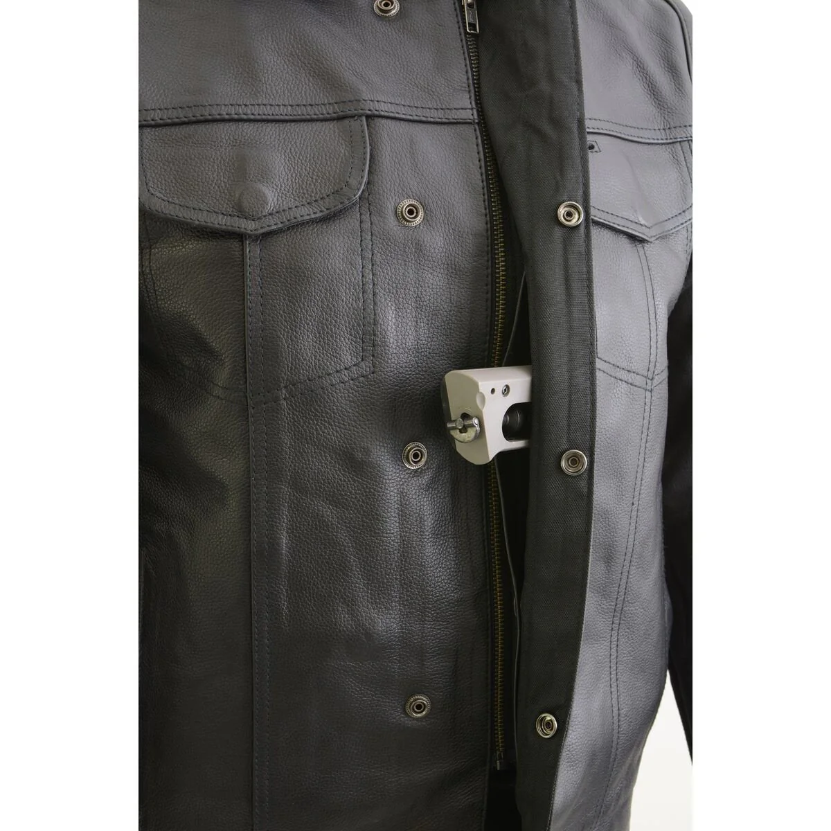 Milwaukee Leather LKM3714 Men's Black Club Style '2 in 1' Zipper Vest with Full Sleeve Hoodie and Quick Draw Pocket - Image 8