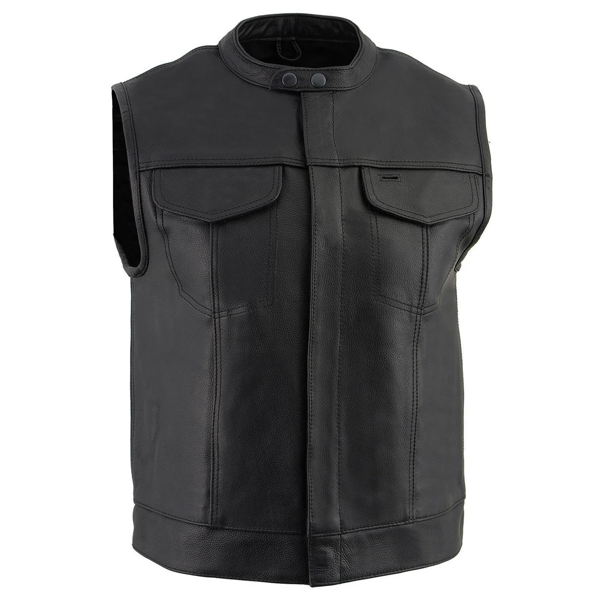 Milwaukee Leather LKM3720 Men's Black Leather Club Style Motorcycle Rider Vest with Concealed Snap Button Closure - Image 10