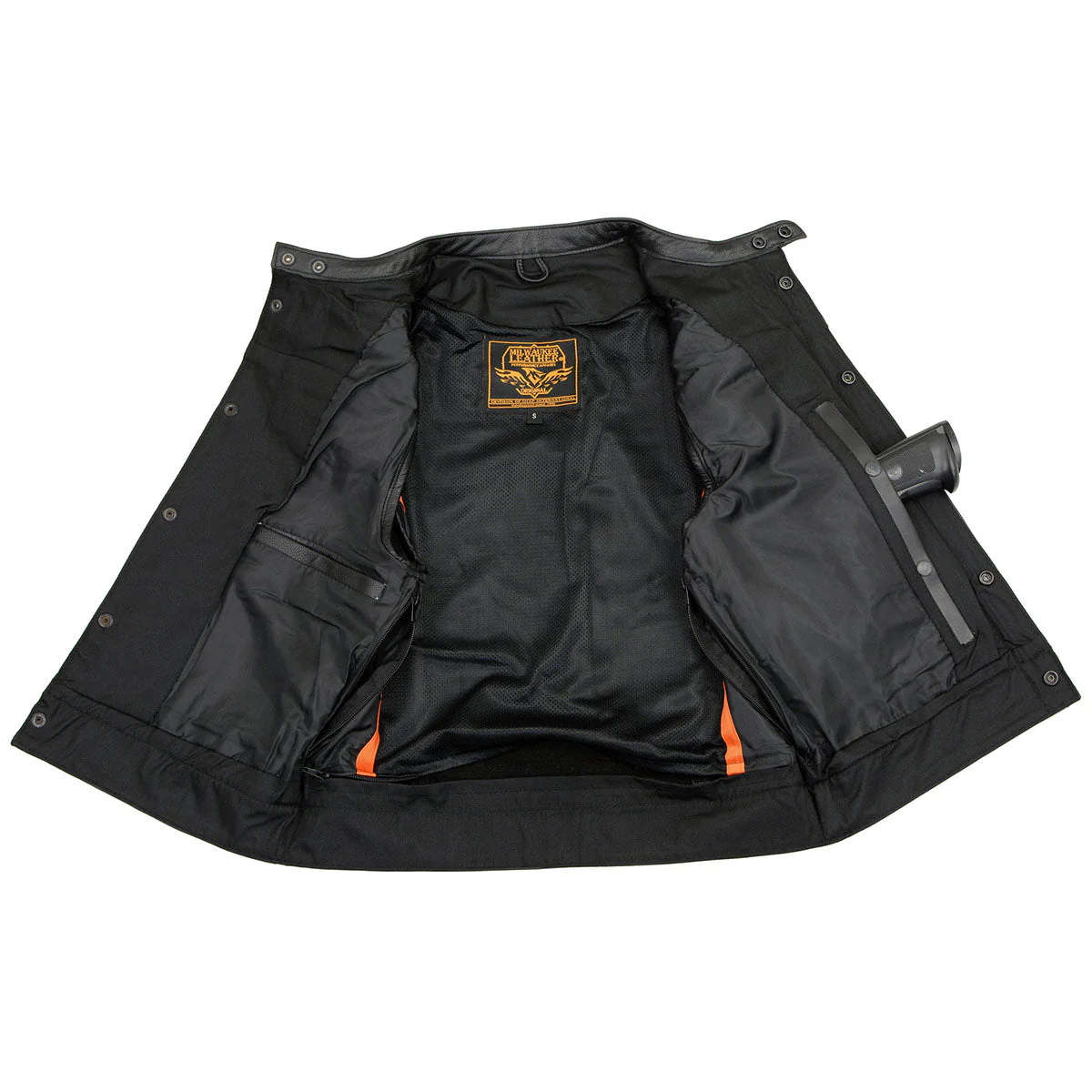 Milwaukee Leather LKM3720 Men's Black Leather Club Style Motorcycle Rider Vest with Concealed Snap Button Closure - Image 11