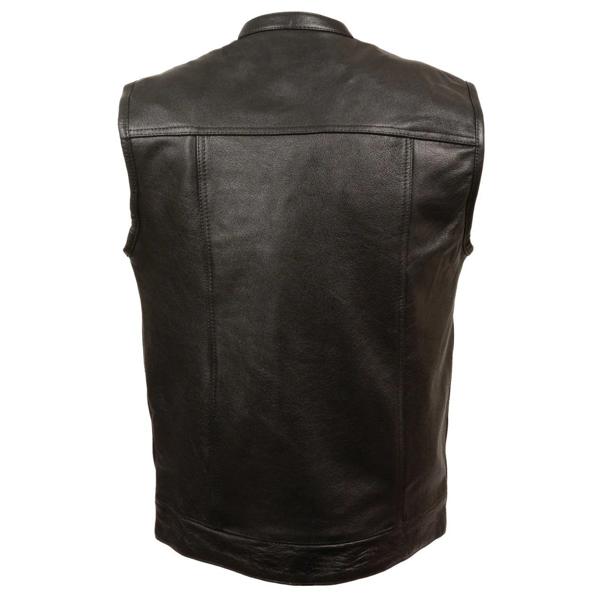 Milwaukee Leather LKM3720 Men's Black Leather Club Style Motorcycle Rider Vest with Concealed Snap Button Closure - Image 2