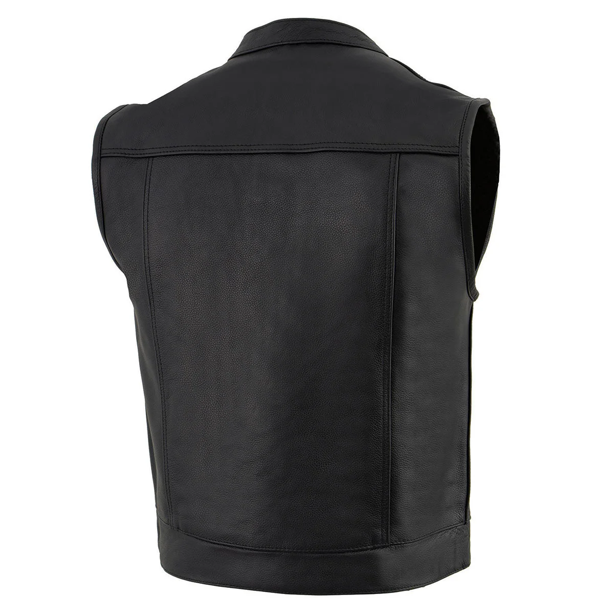 Milwaukee Leather LKM3720 Men's Black Leather Club Style Motorcycle Rider Vest with Concealed Snap Button Closure - Image 5