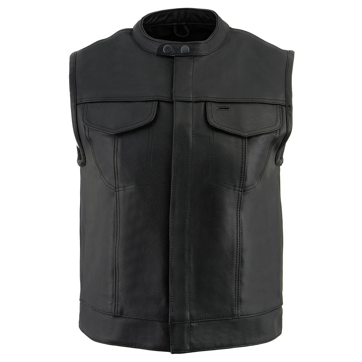Milwaukee Leather LKM3720 Men's Black Leather Club Style Motorcycle Rider Vest with Concealed Snap Button Closure - Image 7