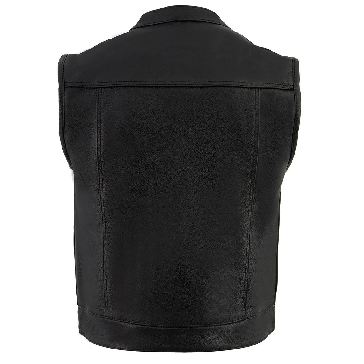 Milwaukee Leather LKM3720 Men's Black Leather Club Style Motorcycle Rider Vest with Concealed Snap Button Closure - Image 9
