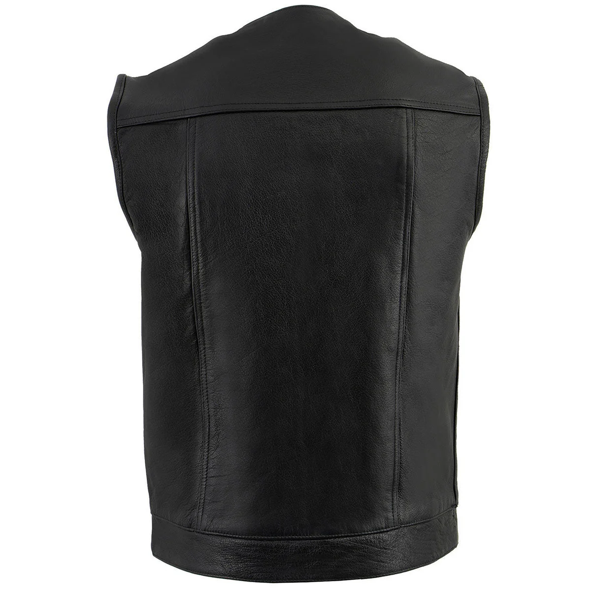 Milwaukee Leather LKM3721 Men's Black Leather Collarless Club Style Motorcycle Rider Vest w/Concealed Snap Closure - Image 5