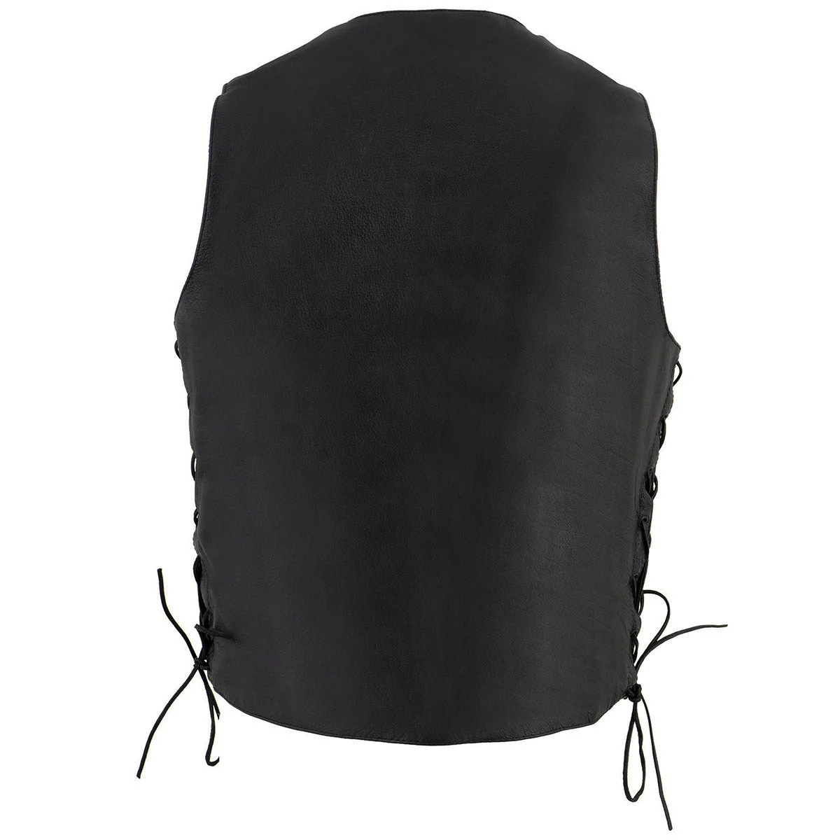 Milwaukee Leather LKM3731 Men's Black Leather Classic Side Lace V-Neck Motorcycle Rider Vest w/ Front Snap Closure - Image 5
