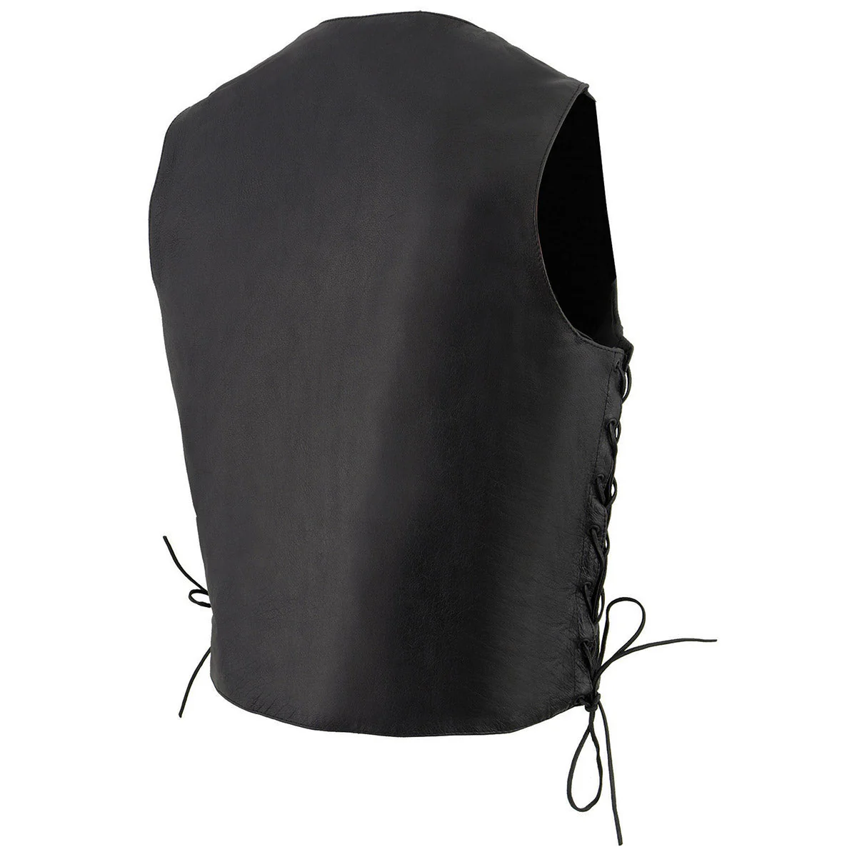 Milwaukee Leather LKM3731 Men's Black Leather Classic Side Lace V-Neck Motorcycle Rider Vest w/ Front Snap Closure - Image 9