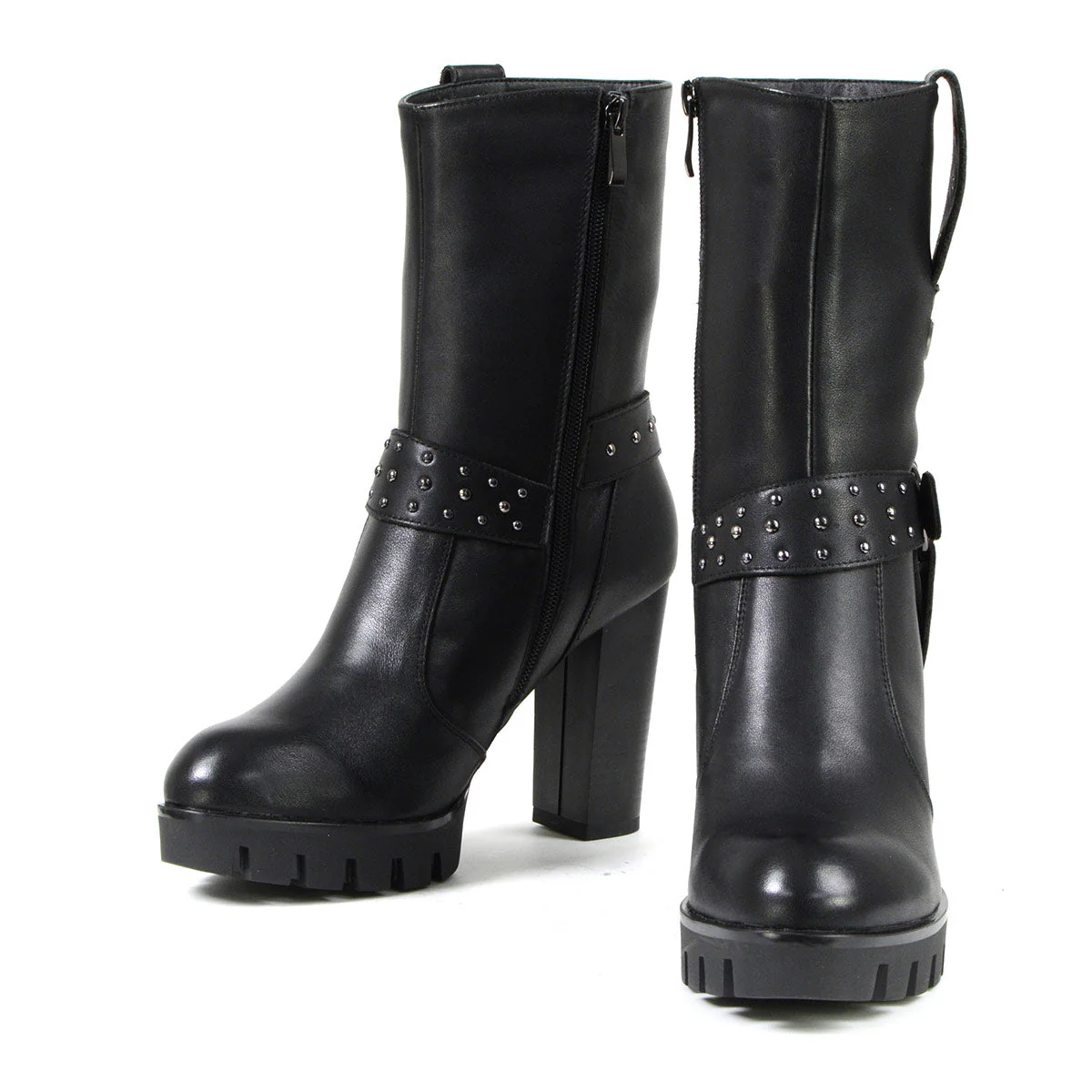 Milwaukee Leather MBL9303 Women's Classic Black Leather Casual Fashion Boots with Block Heel - Image 10