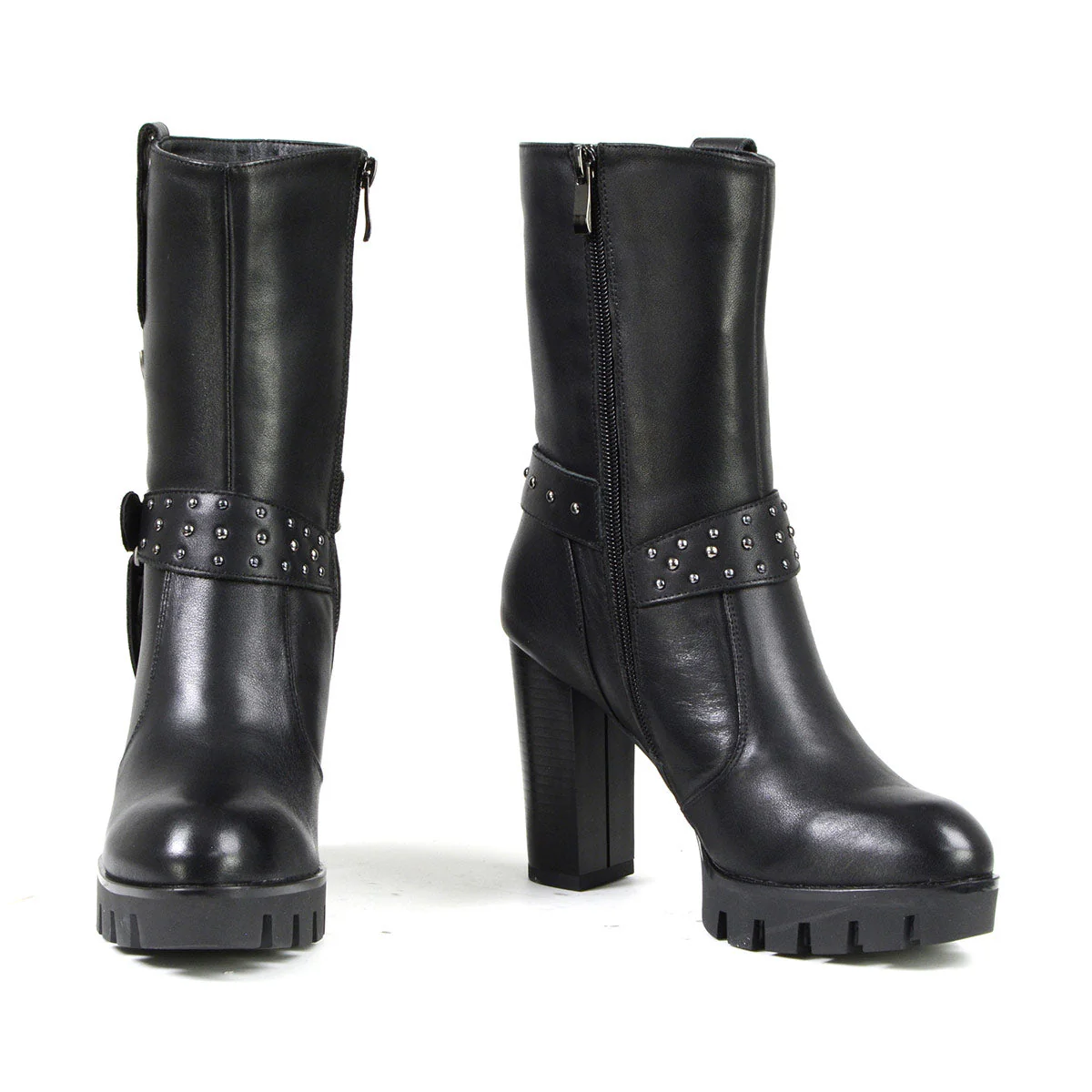Milwaukee Leather MBL9303 Women's Classic Black Leather Casual Fashion Boots with Block Heel - Image 2
