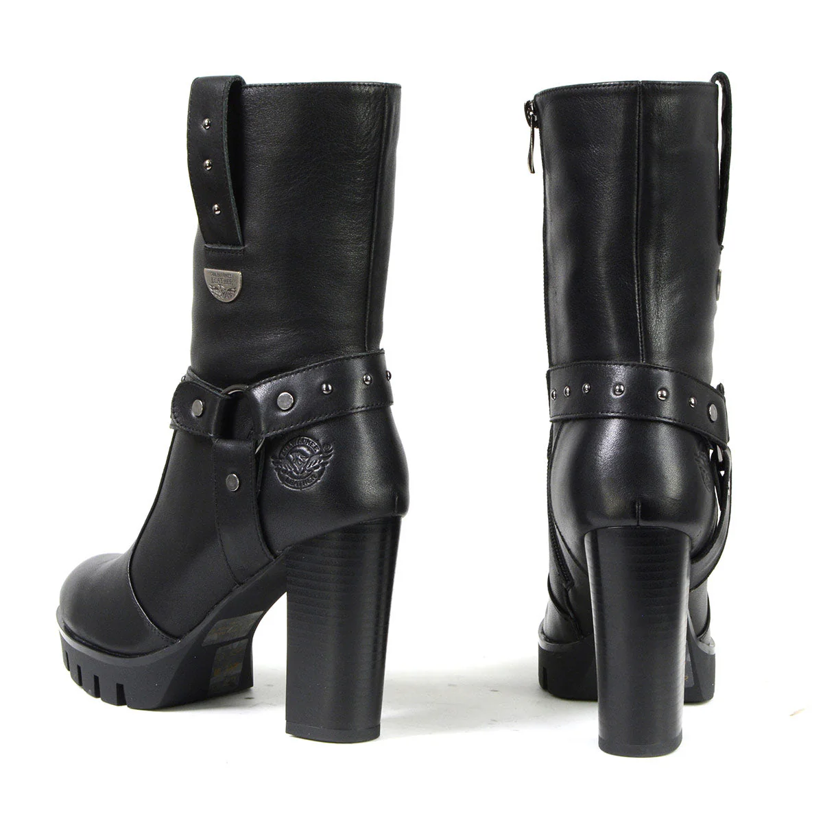 Milwaukee Leather MBL9303 Women's Classic Black Leather Casual Fashion Boots with Block Heel - Image 6
