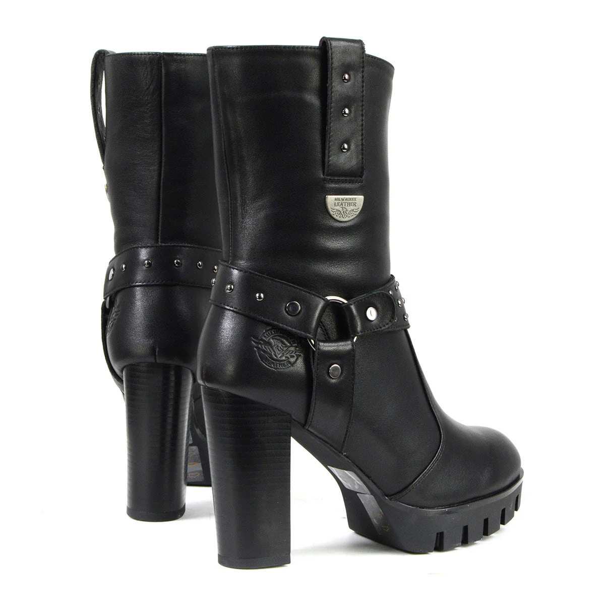 Milwaukee Leather MBL9303 Women's Classic Black Leather Casual Fashion Boots with Block Heel - Image 7
