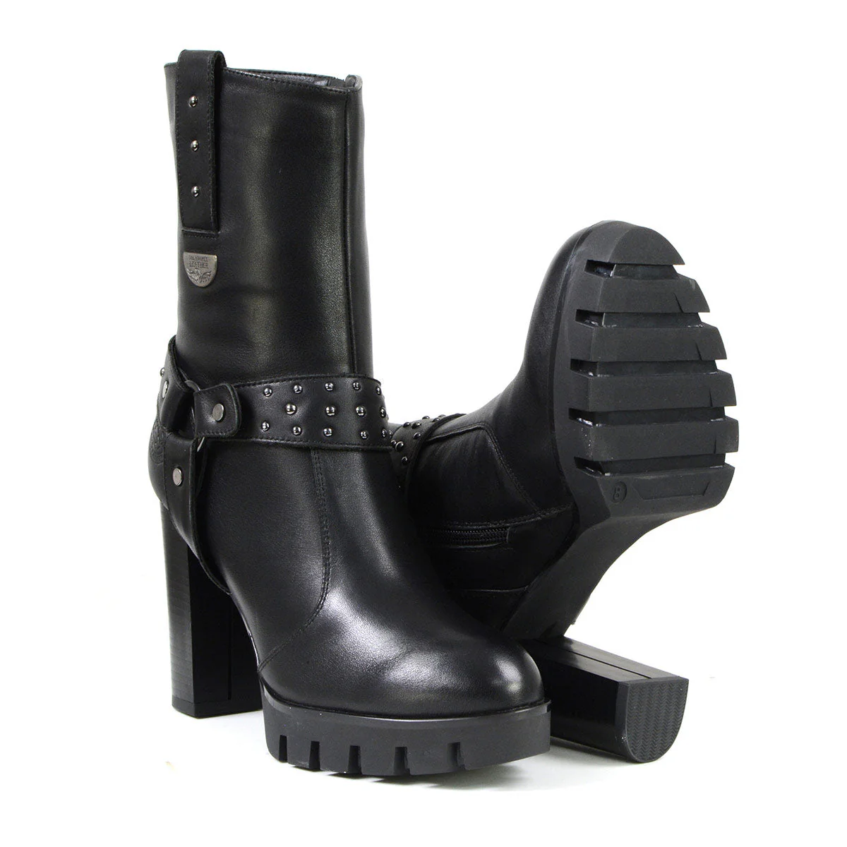 Milwaukee Leather MBL9303 Women's Classic Black Leather Casual Fashion Boots with Block Heel - Image 9