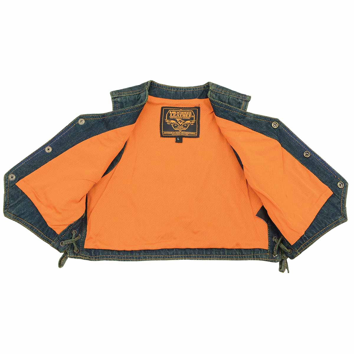 Milwaukee Leather MDK3900 Kids Classic Blue Denim Side Lace Vest - Image 5