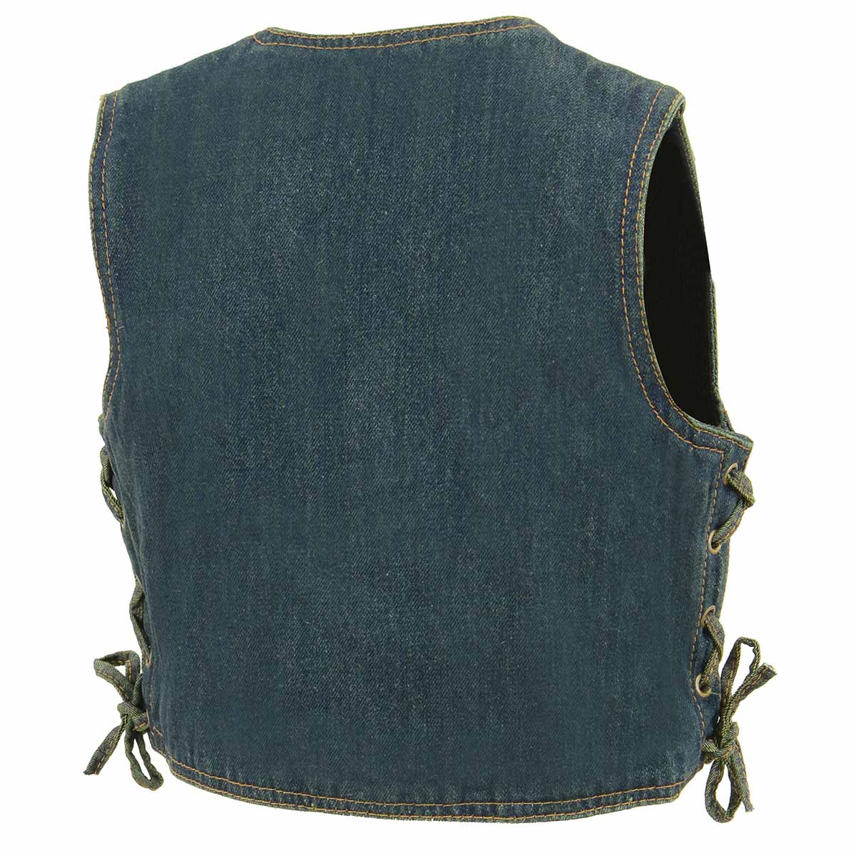 Milwaukee Leather MDK3900 Kids Classic Blue Denim Side Lace Vest - Image 7