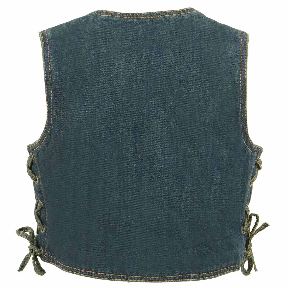 Milwaukee Leather MDK3900 Kids Classic Blue Denim Side Lace Vest - Image 8