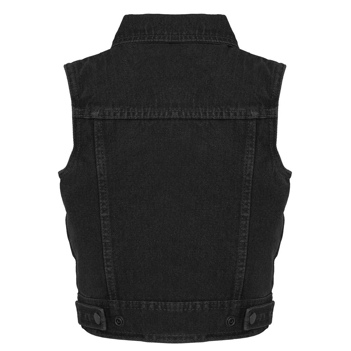 Milwaukee Leather MDK3910 Black Unisex-Child Kids Denim Snap Front Vest with Shirt Style Collar - Image 2