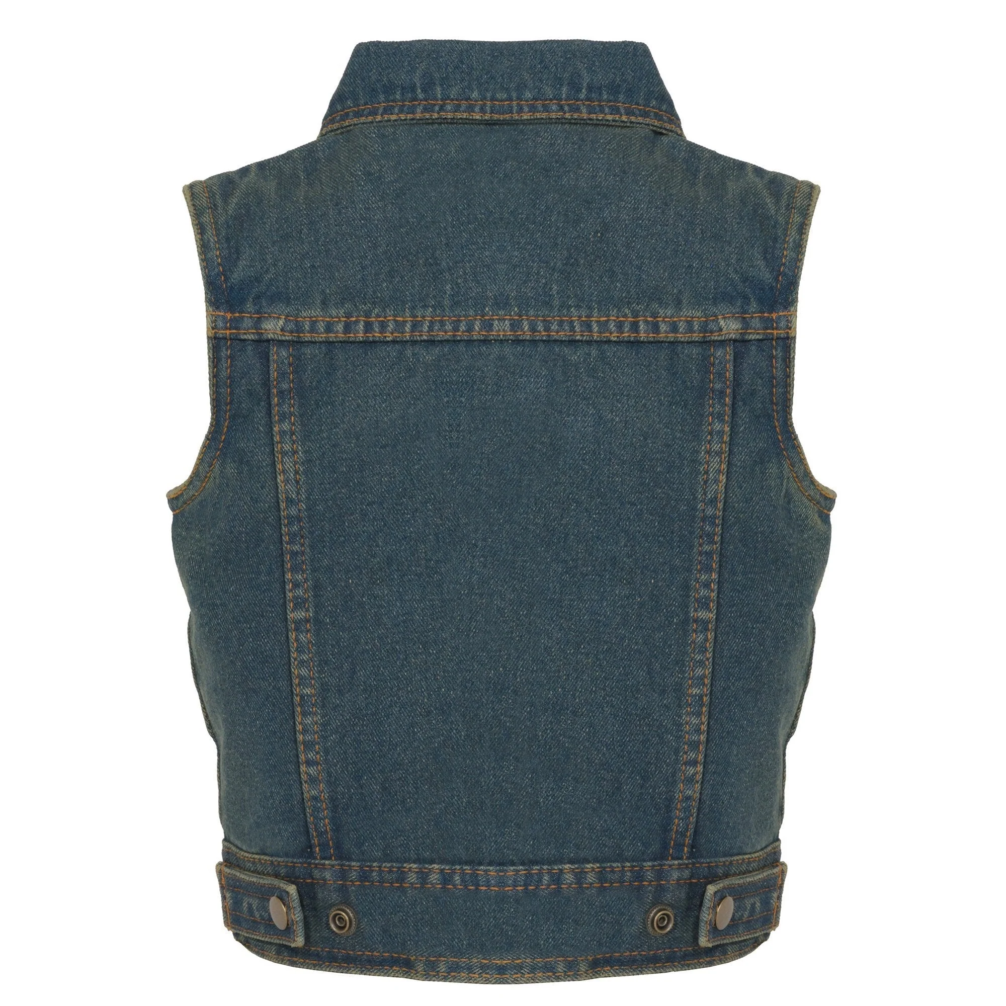 Milwaukee Leather MDK3910 Blue Unisex-Child Kids Denim Snap Front Vest with Shirt Style Collar - Image 2