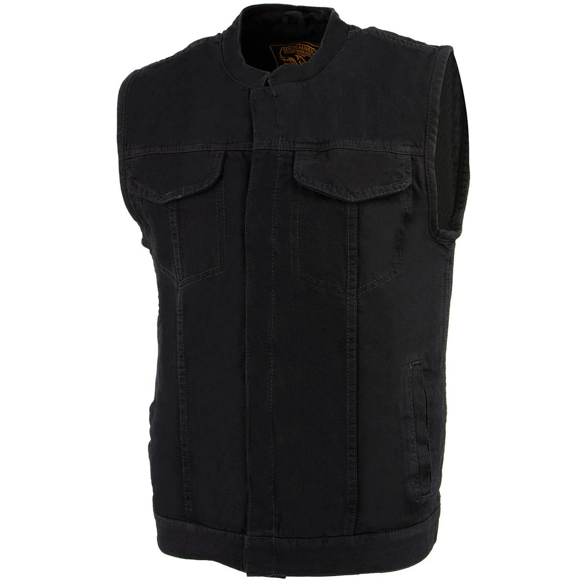 Milwaukee Leather MDM3000 Men's 'Brute' Concealed Snap Black Denim Club Style Vest w/ Hidden Zipper - Image 10