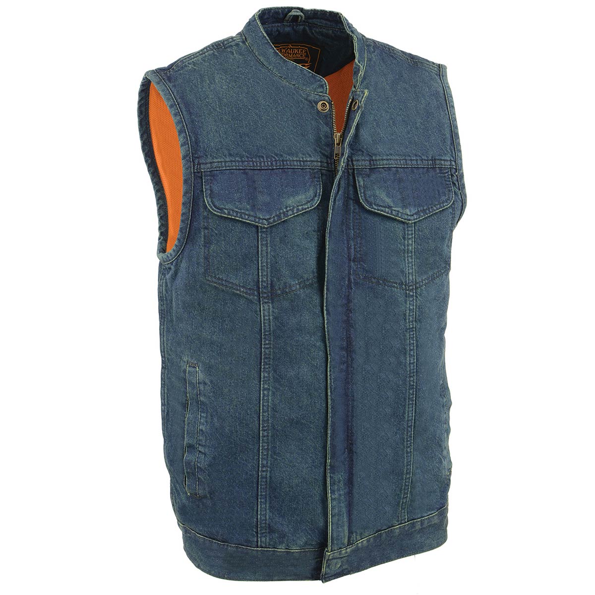 Milwaukee Leather MDM3000 Men's 'Brute' Concealed Snap Black Denim Club Style Vest w/ Hidden Zipper - Image 11