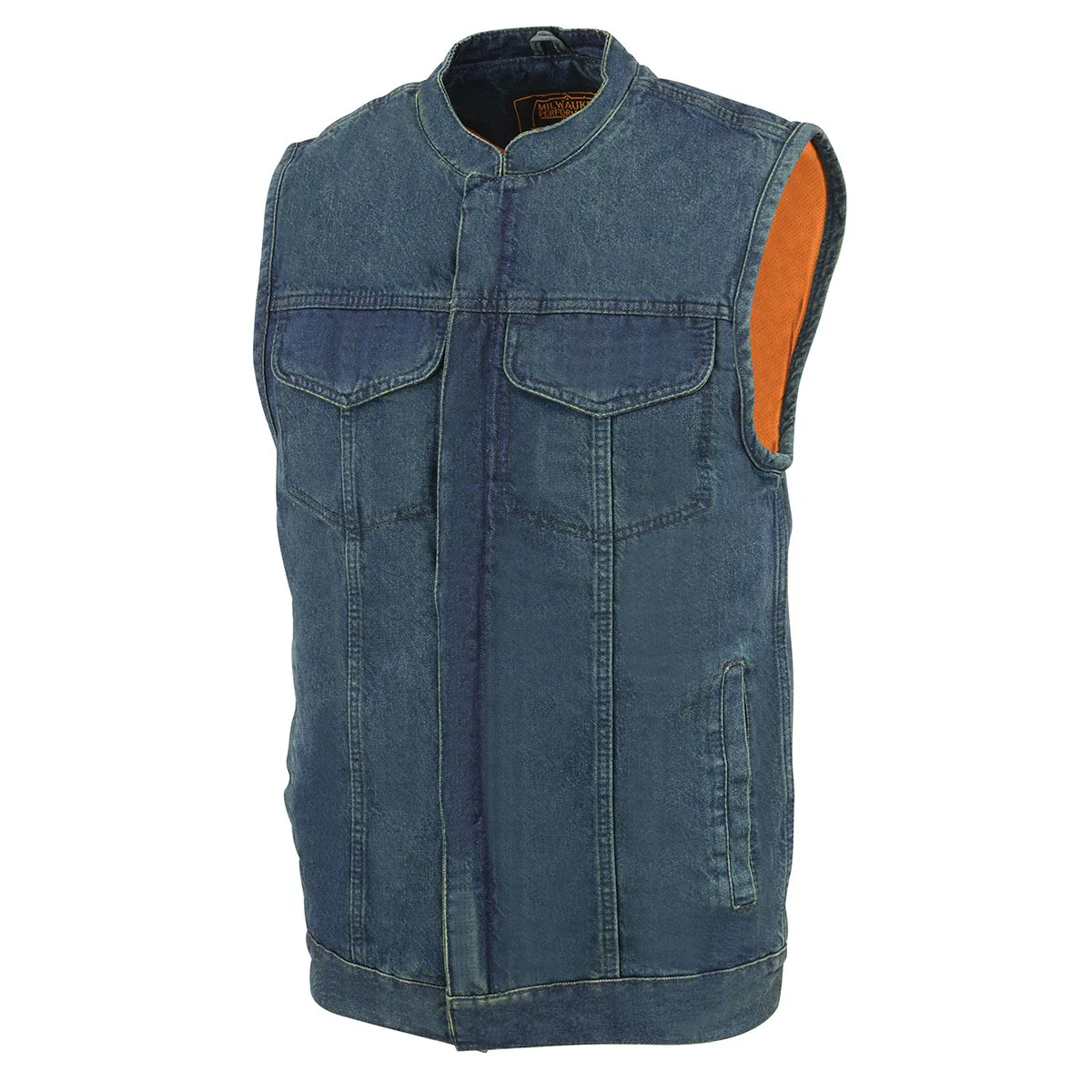 Milwaukee Leather MDM3000 Men's 'Brute' Concealed Snap Black Denim Club Style Vest w/ Hidden Zipper - Image 12