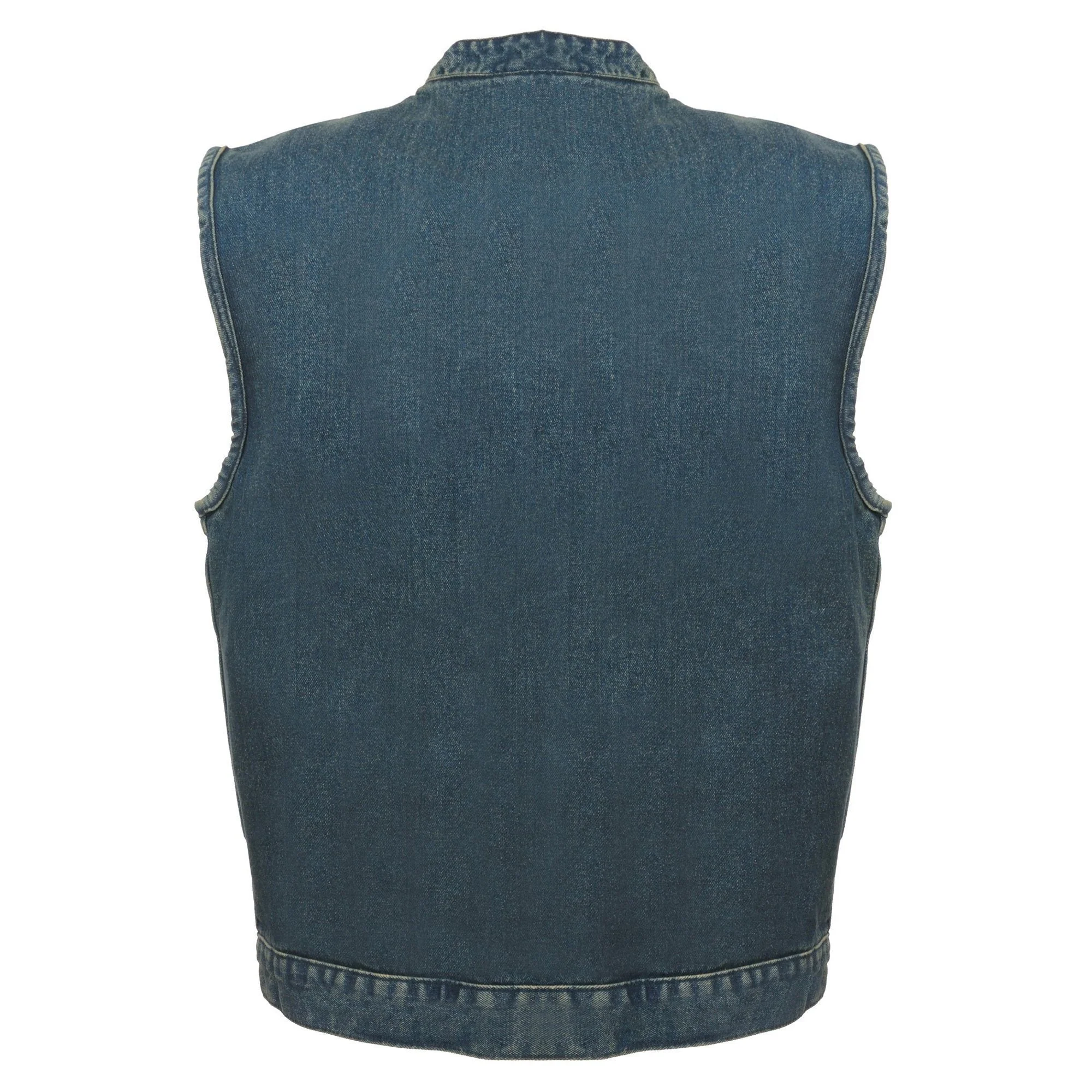Milwaukee Leather MDM3000 Men's 'Brute' Concealed Snap Black Denim Club Style Vest w/ Hidden Zipper - Image 2