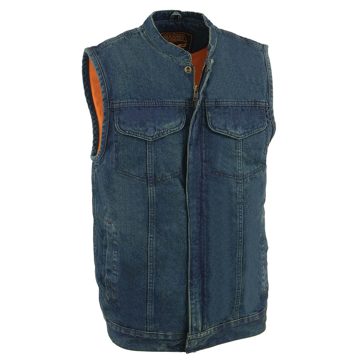 Milwaukee Leather MDM3000 Men's 'Brute' Concealed Snap Black Denim Club Style Vest w/ Hidden Zipper - Image 4