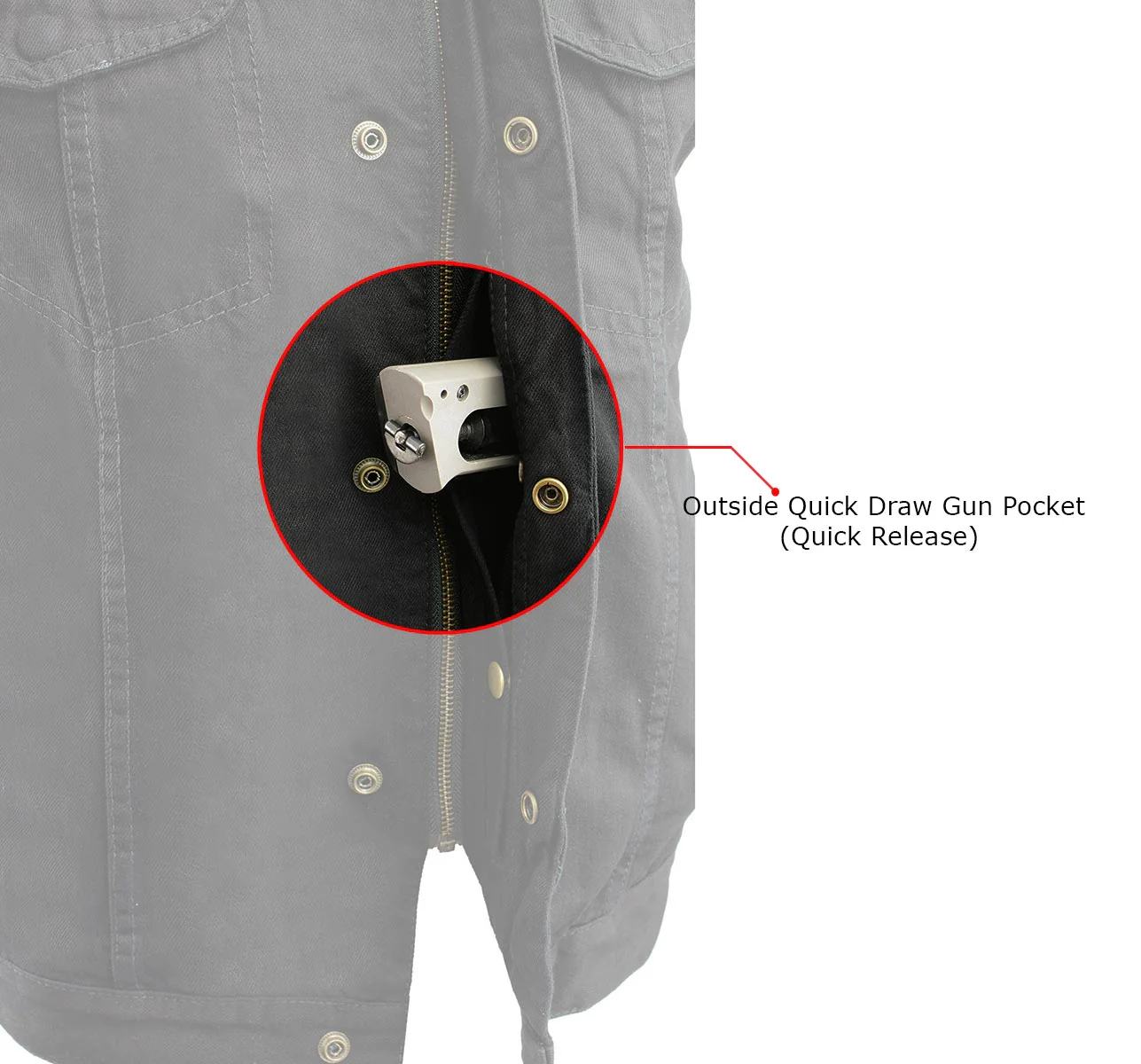 Milwaukee Leather MDM3000 Men's 'Brute' Concealed Snap Black Denim Club Style Vest w/ Hidden Zipper - Image 7