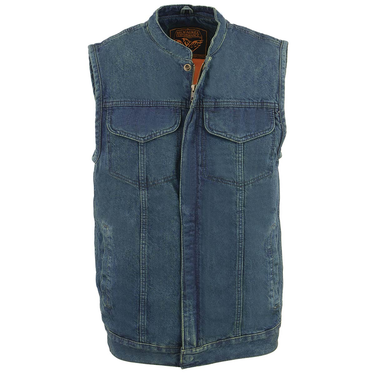 Milwaukee Leather MDM3000 Men's 'Brute' Concealed Snap Black Denim Club Style Vest w/ Hidden Zipper - Image 9