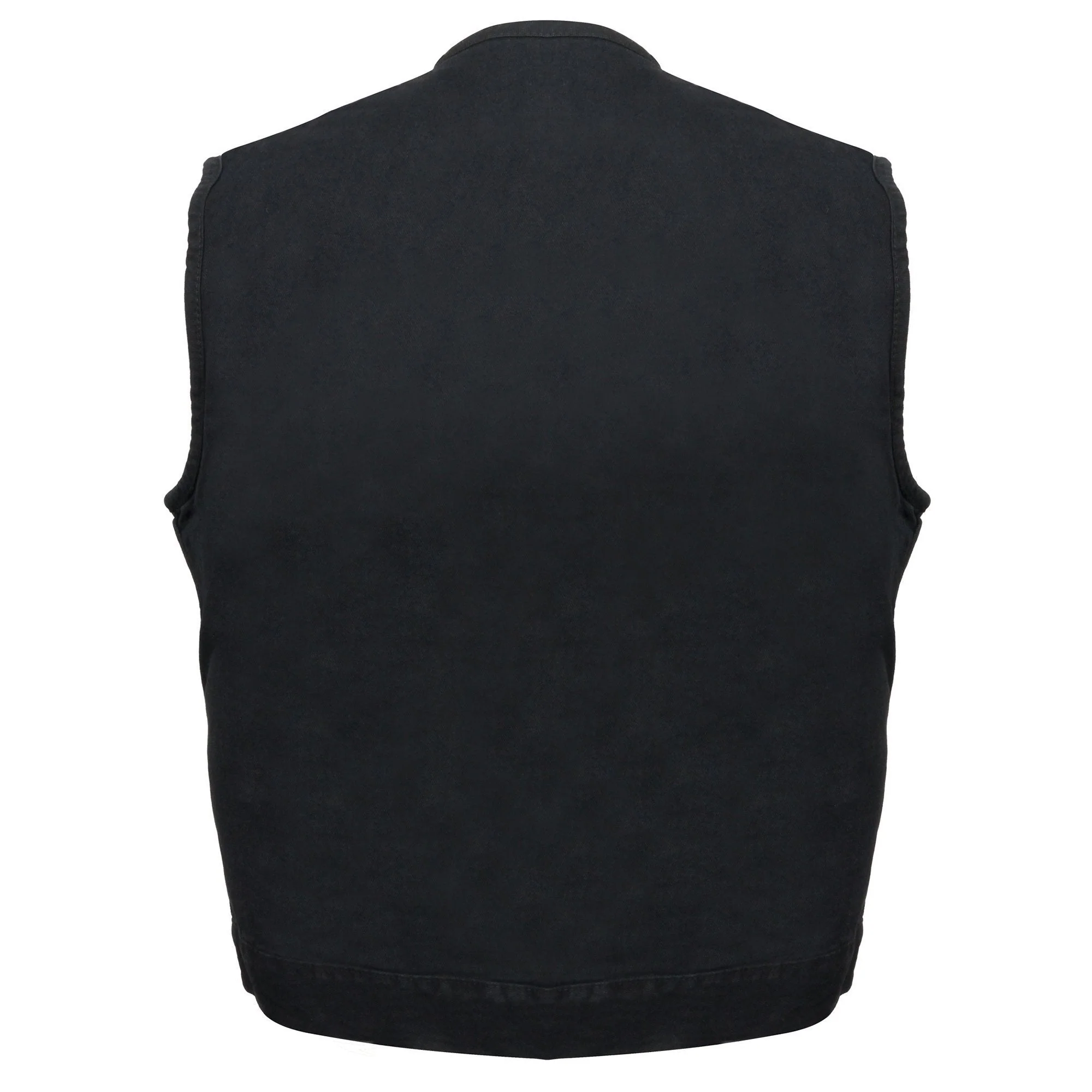 Milwaukee Leather MDM3001 Men's 'Covert' Black Denim Collarless Club Style Motorcycle Biker Vest w/ Dual Closure - Image 2