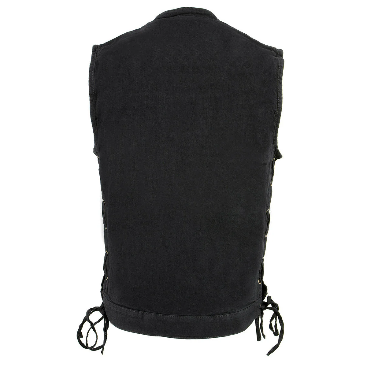 Milwaukee Leather MDM3002 Men's ‘Covert’ Black Denim Club Style Vest with Side Lace Adjustment - Image 5