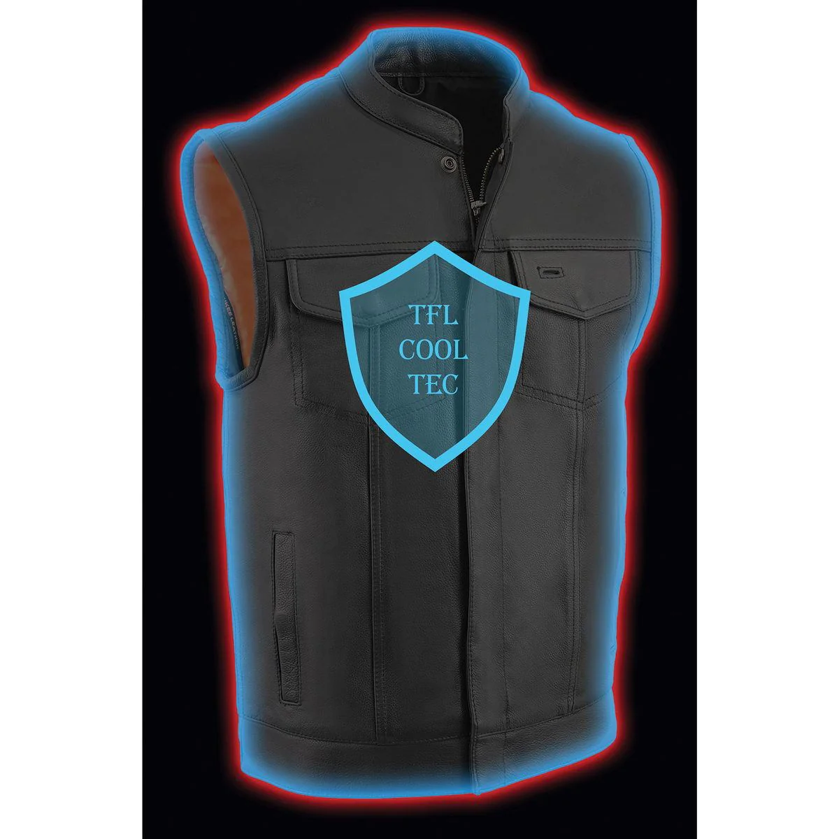 Milwaukee Leather Men's MLM3514 Black Premium Dual Closure Club Style Motorcycle Vest w/ Cool-Tec Leather Treatment - Image 2