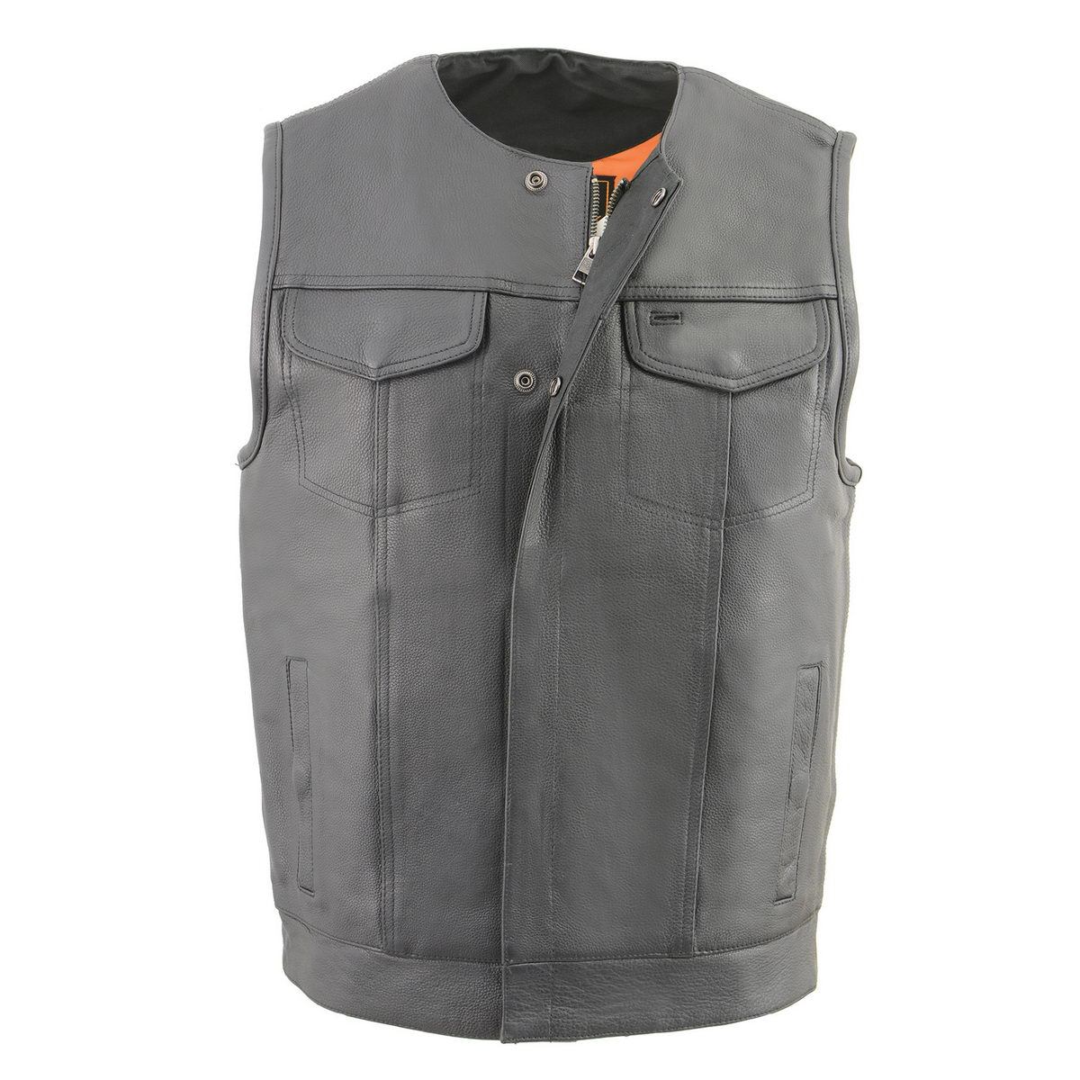 Milwaukee Leather Men's MLM3515 Black Premium Collarless Club Style Motorcycle Vest w/ Cool-Tec Leather Treatment - Image 11