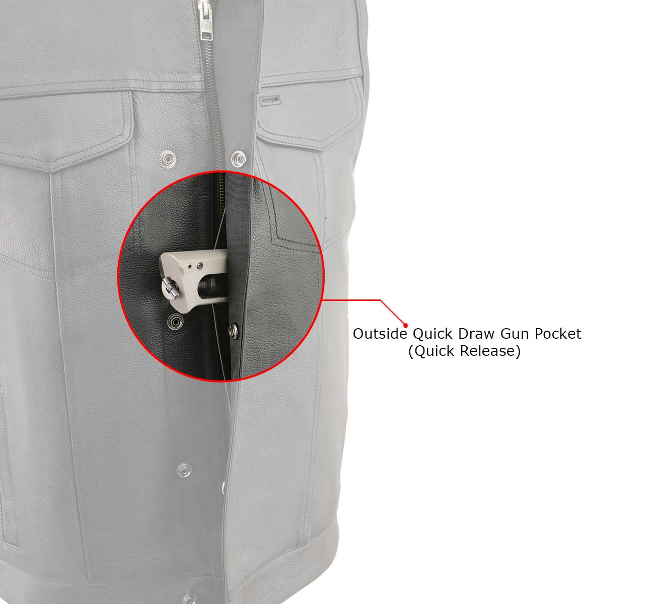 Milwaukee Leather Men's MLM3515 Black Premium Collarless Club Style Motorcycle Vest w/ Cool-Tec Leather Treatment - Image 5