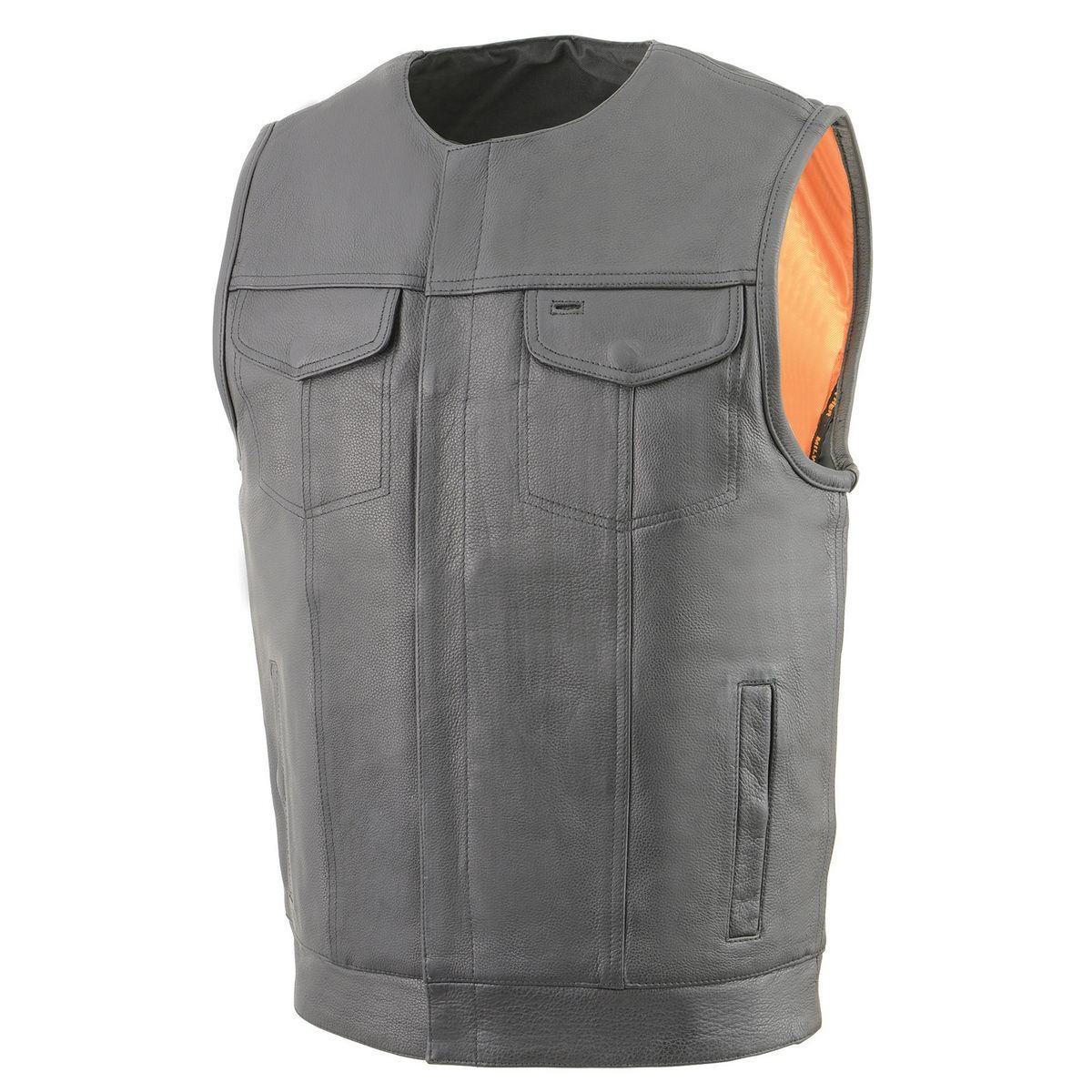 Milwaukee Leather Men's MLM3515 Black Premium Collarless Club Style Motorcycle Vest w/ Cool-Tec Leather Treatment - Image 9