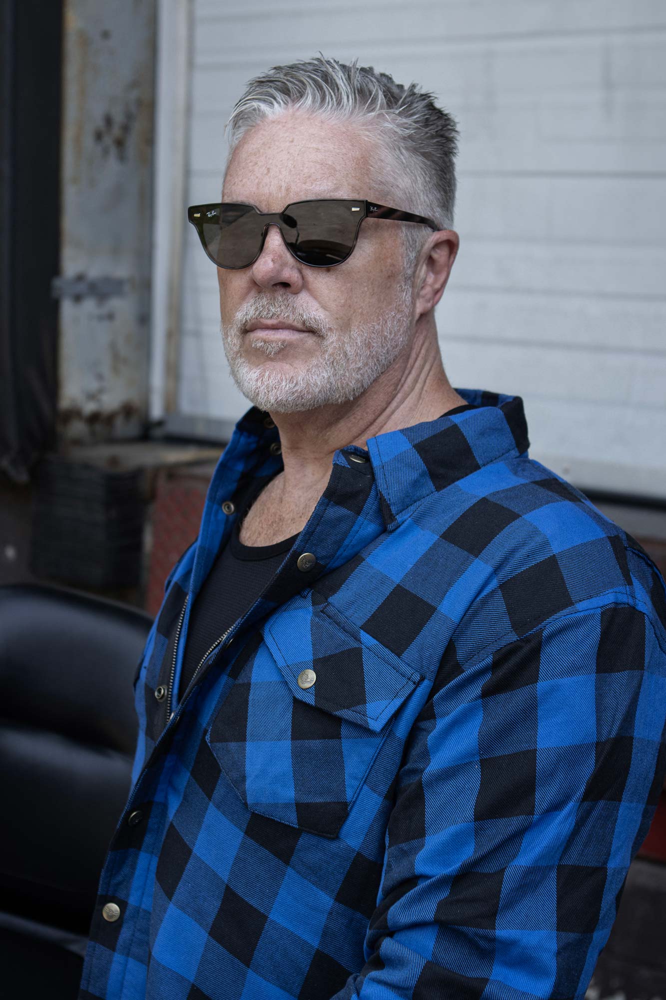 Milwaukee Leather Men's Plaid Flannel Blue Biker Shirt with CE Approved Armor Reinforced w/Aramid Fiber MPM1634 - Image 4