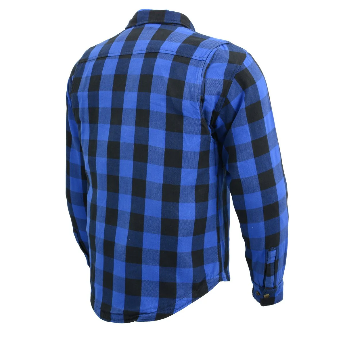 Milwaukee Leather Men's Plaid Flannel Blue Biker Shirt with CE Approved Armor Reinforced w/Aramid Fiber MPM1634 - Image 6