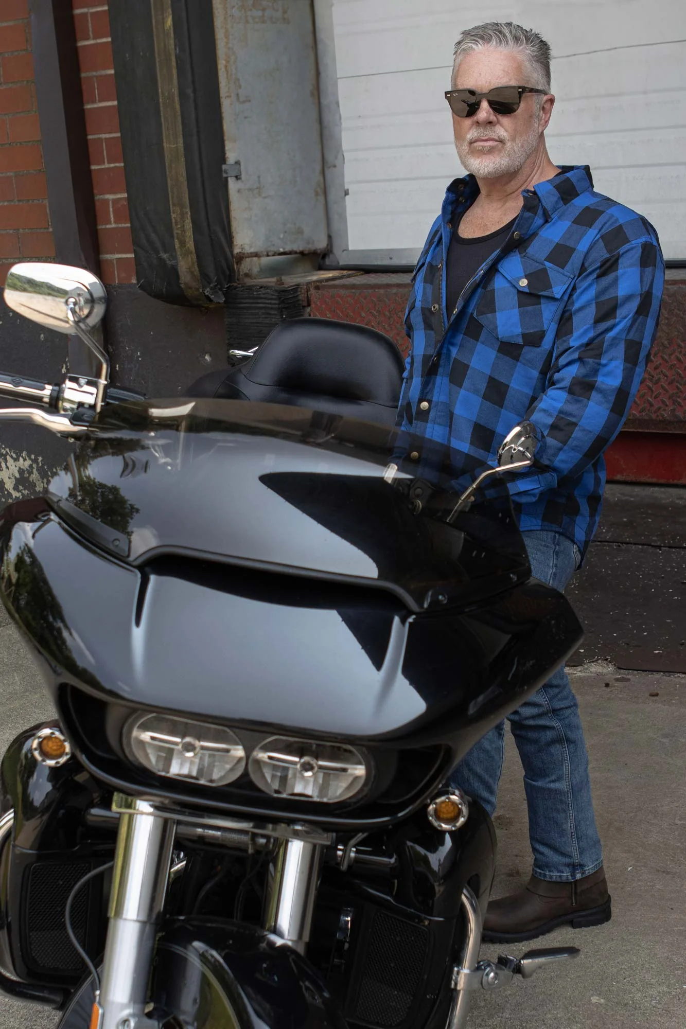 Milwaukee Leather Men's Plaid Flannel Blue Biker Shirt with CE Approved Armor Reinforced w/Aramid Fiber MPM1634 - Image 7