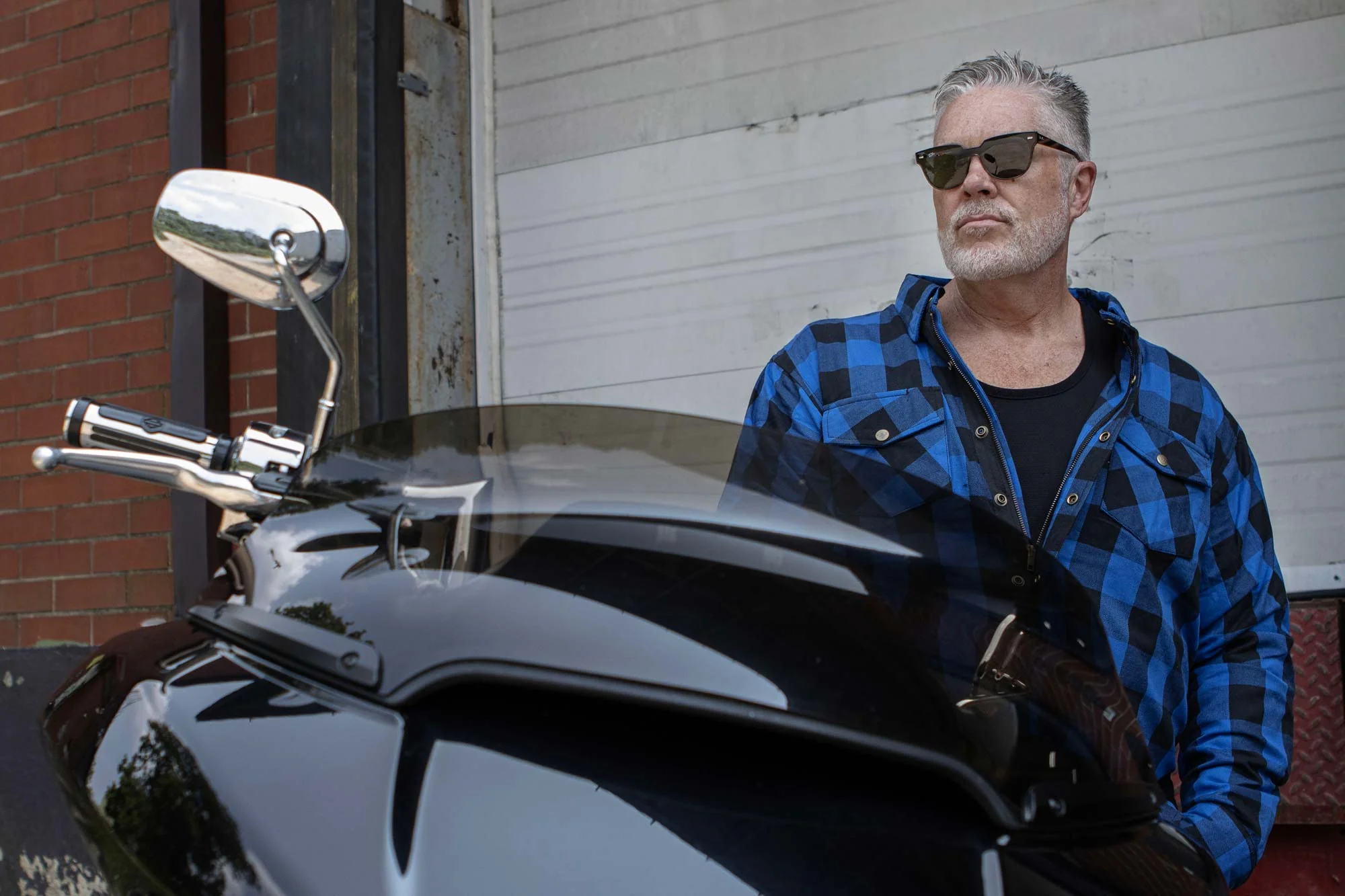 Milwaukee Leather Men's Plaid Flannel Blue Biker Shirt with CE Approved Armor Reinforced w/Aramid Fiber MPM1634 - Image 9