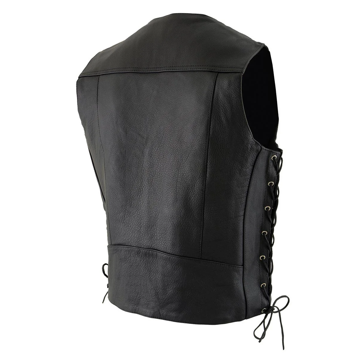 Milwaukee Leather ML1369 Men's Black Premium Leather Side Lace Motorcycle Rider Vest w/ Buffalo Nickel Snaps Closure - Image 14
