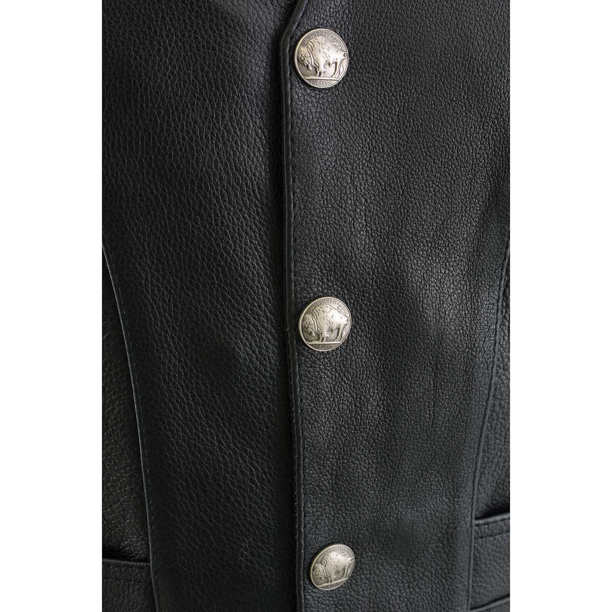 Milwaukee Leather ML1369 Men's Black Premium Leather Side Lace Motorcycle Rider Vest w/ Buffalo Nickel Snaps Closure - Image 17
