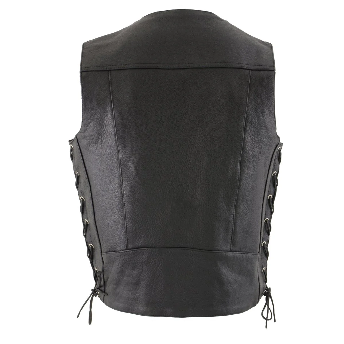 Milwaukee Leather ML1369 Men's Black Premium Leather Side Lace Motorcycle Rider Vest w/ Buffalo Nickel Snaps Closure - Image 2