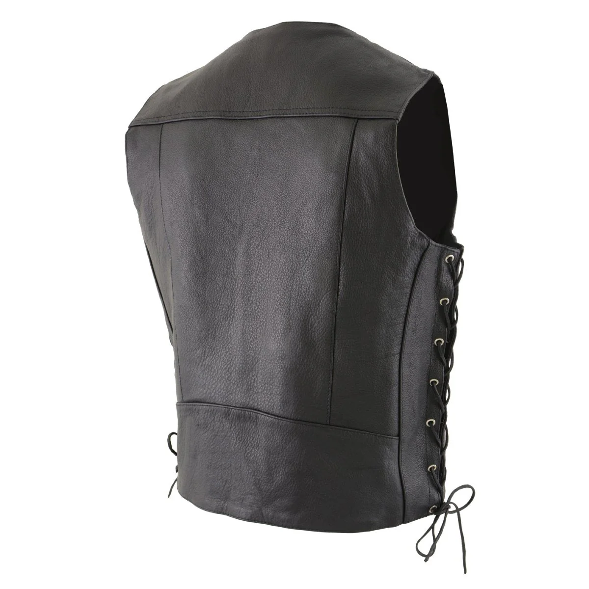 Milwaukee Leather ML1369 Men's Black Premium Leather Side Lace Motorcycle Rider Vest w/ Buffalo Nickel Snaps Closure - Image 8