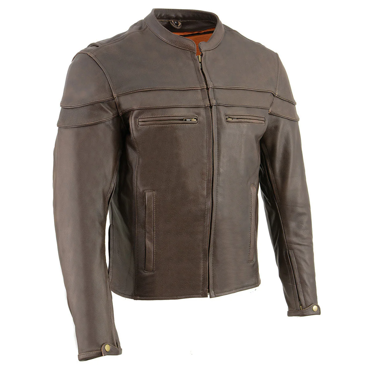 Milwaukee Leather ML1408RT Men's Retro Brown 'Savage' Sporty Crossover Retro Leather Jacket - Image 14