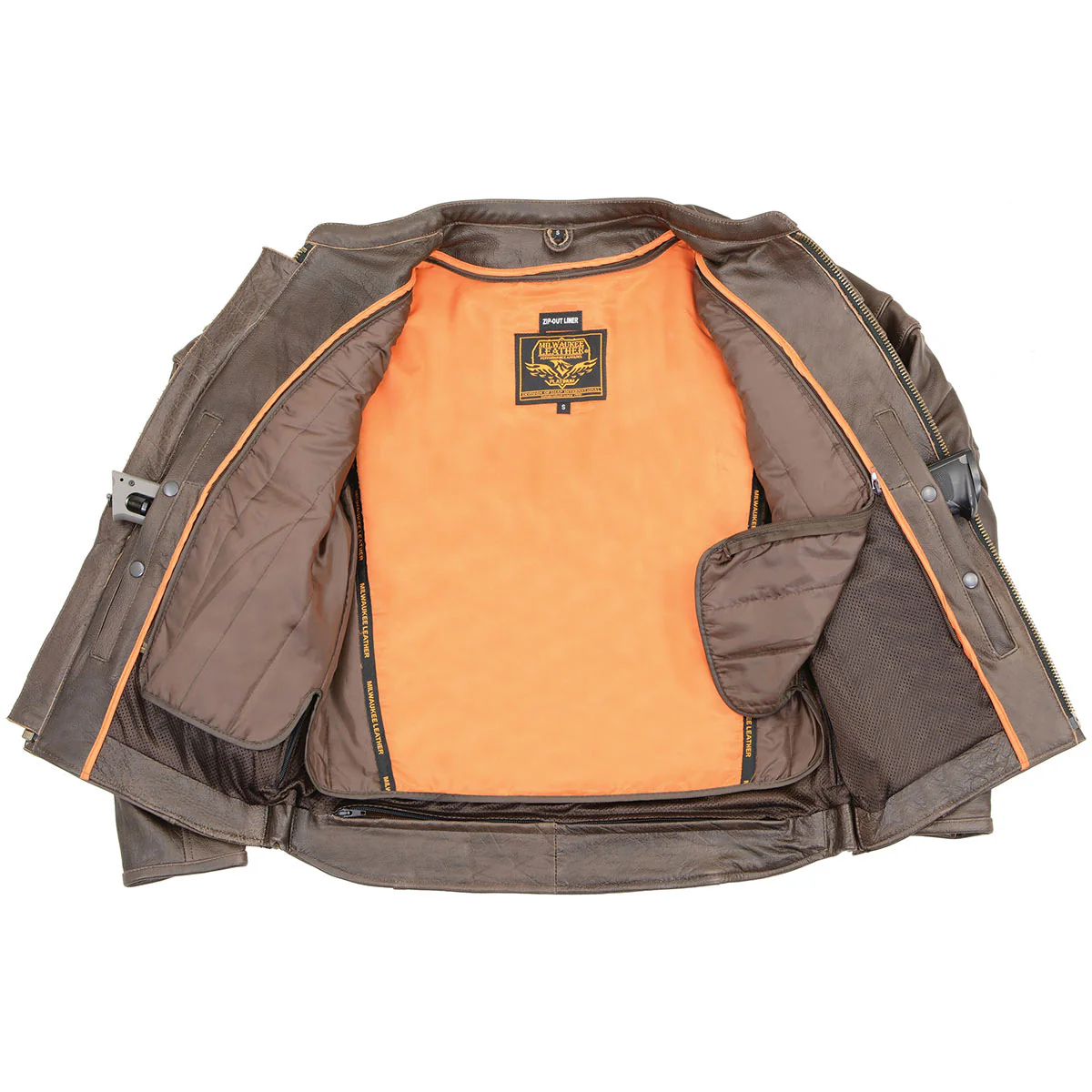 Milwaukee Leather ML1408RT Men's Retro Brown 'Savage' Sporty Crossover Retro Leather Jacket - Image 15