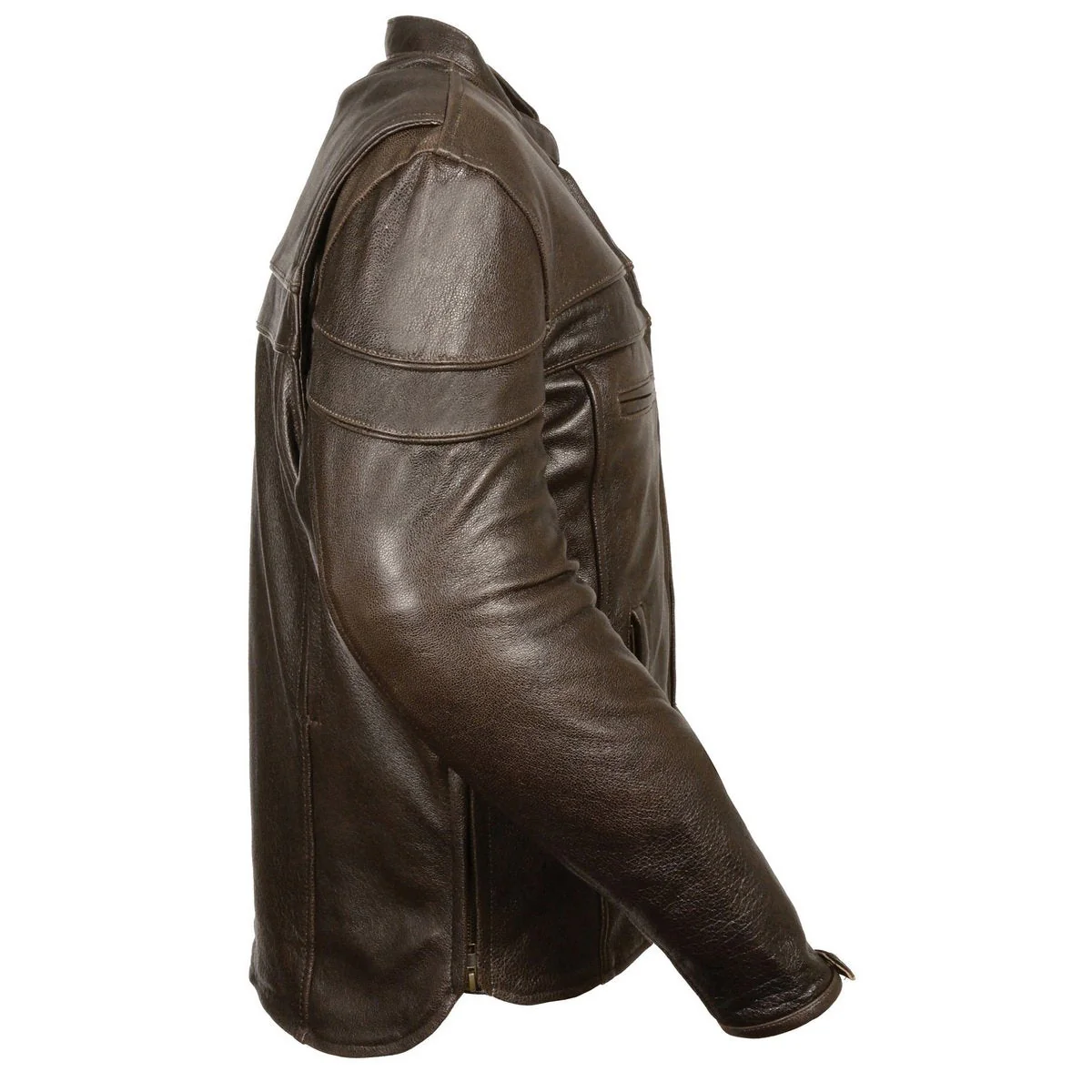 Milwaukee Leather ML1408RT Men's Retro Brown 'Savage' Sporty Crossover Retro Leather Jacket - Image 4