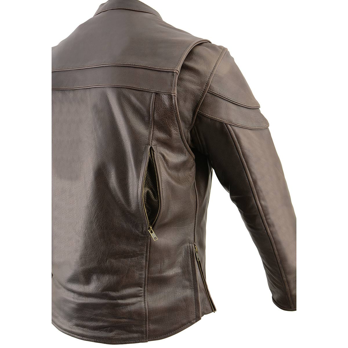 Milwaukee Leather ML1408RT Men's Retro Brown 'Savage' Sporty Crossover Retro Leather Jacket - Image 9